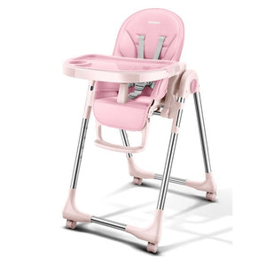 Portable High Chair For Baby Foldable Baby Highchairs for Feedding Adjustable Booster Seat For Dinner Table With Four Wheels