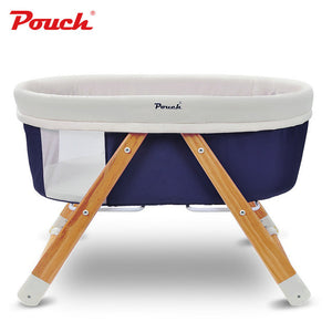 POUCH Portable Baby Bed, Foldable Baby Crib, Pine baby rocking cradle, Newborn baby travel cot