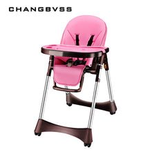 Load image into Gallery viewer, New Luxury Style Portable Baby Feeding Chair With PU Cushion Collapsible Plastic Baby High Chair Easy Clean PP Plate Highchair