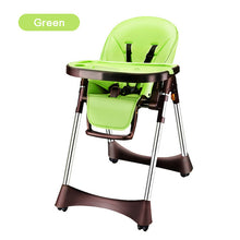 Load image into Gallery viewer, New Luxury Style Portable Baby Feeding Chair With PU Cushion Collapsible Plastic Baby High Chair Easy Clean PP Plate Highchair