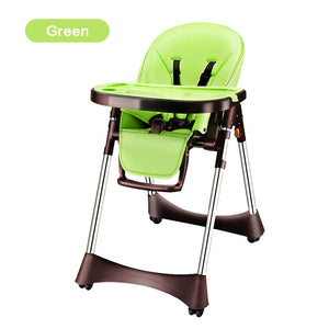 New Luxury Style Portable Baby Feeding Chair With PU Cushion Collapsible Plastic Baby High Chair Easy Clean PP Plate Highchair