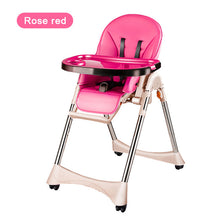 Load image into Gallery viewer, New Luxury Style Portable Baby Feeding Chair With PU Cushion Collapsible Plastic Baby High Chair Easy Clean PP Plate Highchair