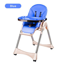 Load image into Gallery viewer, New Luxury Style Portable Baby Feeding Chair With PU Cushion Collapsible Plastic Baby High Chair Easy Clean PP Plate Highchair