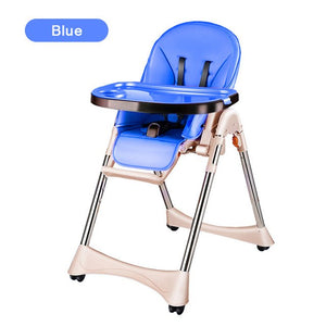 New Luxury Style Portable Baby Feeding Chair With PU Cushion Collapsible Plastic Baby High Chair Easy Clean PP Plate Highchair