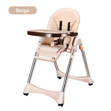 Load image into Gallery viewer, New Luxury Style Portable Baby Feeding Chair With PU Cushion Collapsible Plastic Baby High Chair Easy Clean PP Plate Highchair