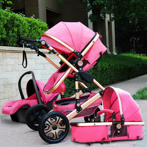 Luxury Fashion Baby Stroller 3 in 1 Foldable Infant Trolley,High Landscape Baby stroller Sit and Lie Baby Pushchair ,poussette