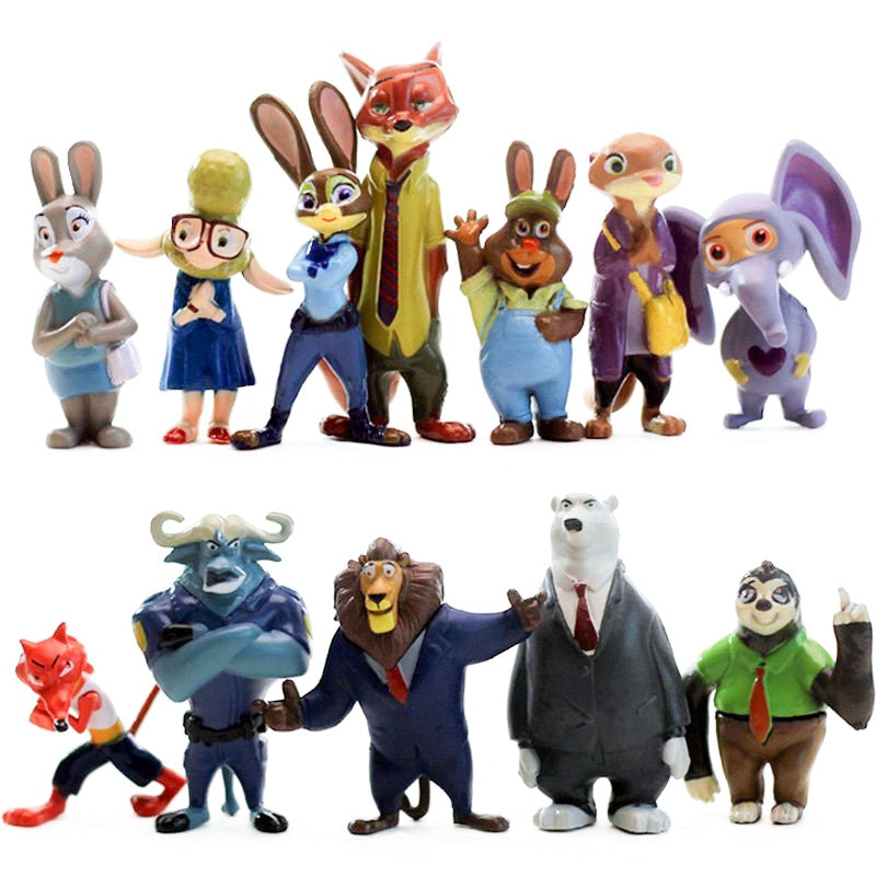 Zootopia action FigureToys 12Pcs/Set Nick Wilde Judy Hopps Kids Gift Doll Plastic Anime Action Figure Anime Toy WJ426