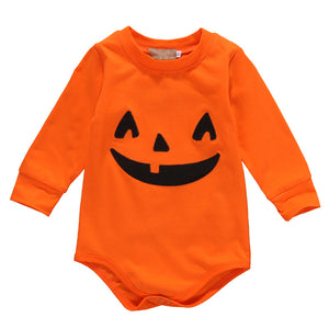 Halloween Baby Cotton Romper Newborn Baby Girl Boy Long Sleeve Romper Fall Pumpkin Body Suit 2017 New Halloween Costume Outfits