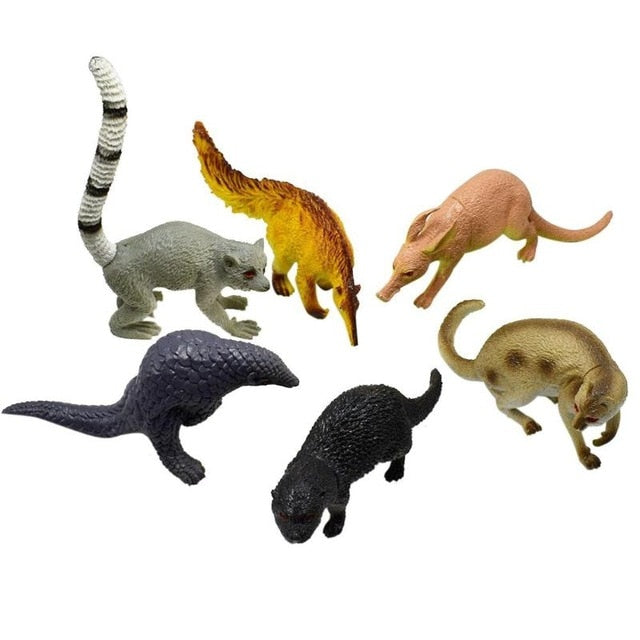 VKTECH 6pcs Simulated Animals Mammoth Saber Toothed Tiger Rhino Model Plastic Toys for Children Education Biology Class Props