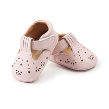 Load image into Gallery viewer, WEIXINBUY Girls Baby Shoes Sweet Casual Princess Kids Pu Leather Solid Crib Bebe Infant Toddler Cute Hollow out Baby Shoes