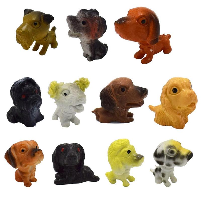 VKTECH 12pcs/Set Plastic Simulation Mini Dogs Models Toys for Children Emulation Animal Puppy Toys Gifts Action Toy Figures Set